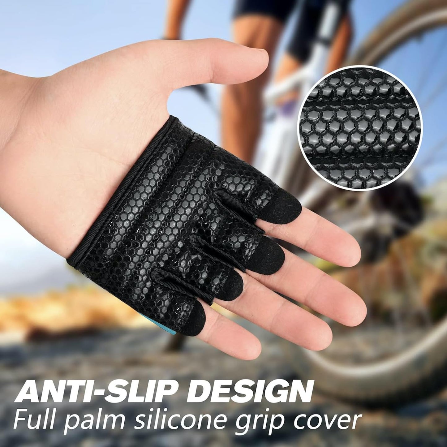 RYMNT Minimal Workout Gloves,Short Micro Weight Lifting Gloves Grip Pads with Full Palm Protection & Extra Grip for Men Women Weightlifting,Gym,Cross Training,Powerlifting,WODs.Aqua-Large