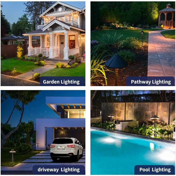 Gardenreet Brass Low Voltage Path Lighting Kit (6 Pack Path Lights) with 100 Feet Cable and 30Pack Wire Connectors for Outdoor Pathway House Garden Patio Without Transformer