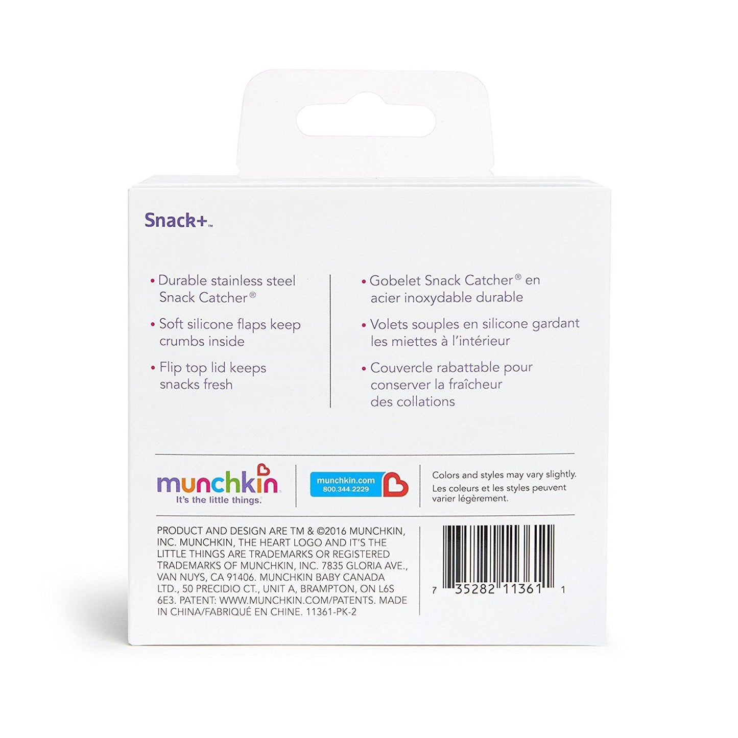 Munchkin® Snack+™ Stainless Steel Snack Catcher Cup with Lid, 9 Ounce, Pink, 1 Pack