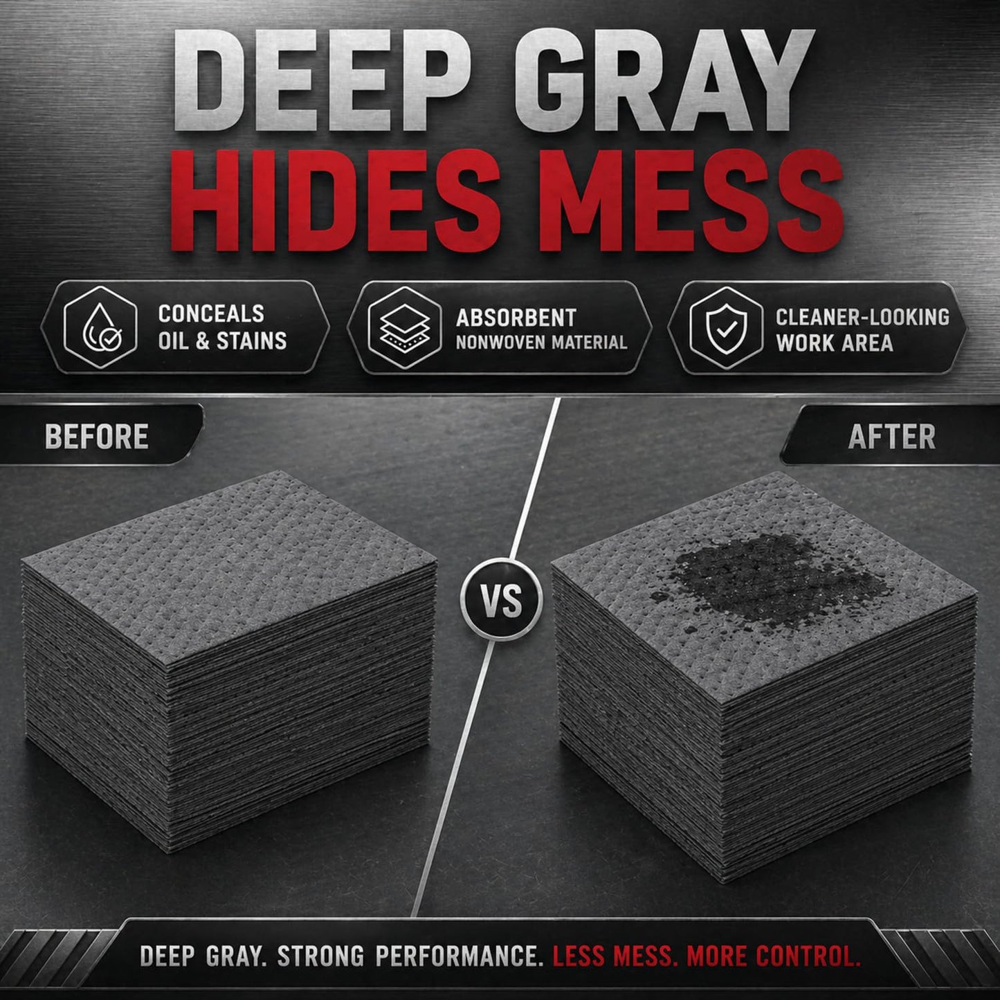 Hoolerry 100 Pcs Oil Absorbent Pads Bulk Heavy Weight Dimpled Garage Absorbing Pad Water Absorbent Mat Trimmable Oil Spill Mat for Garage Floor Workshop Auto Fluid Cleanup (9.8 x 13 Inch,Gray)