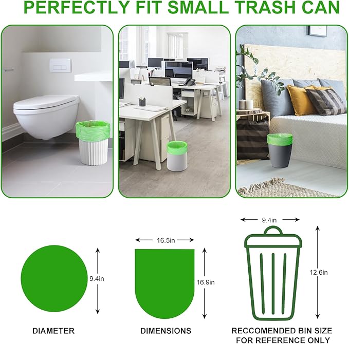 Small Trash Bags Biodegradable 1.6-Gallon