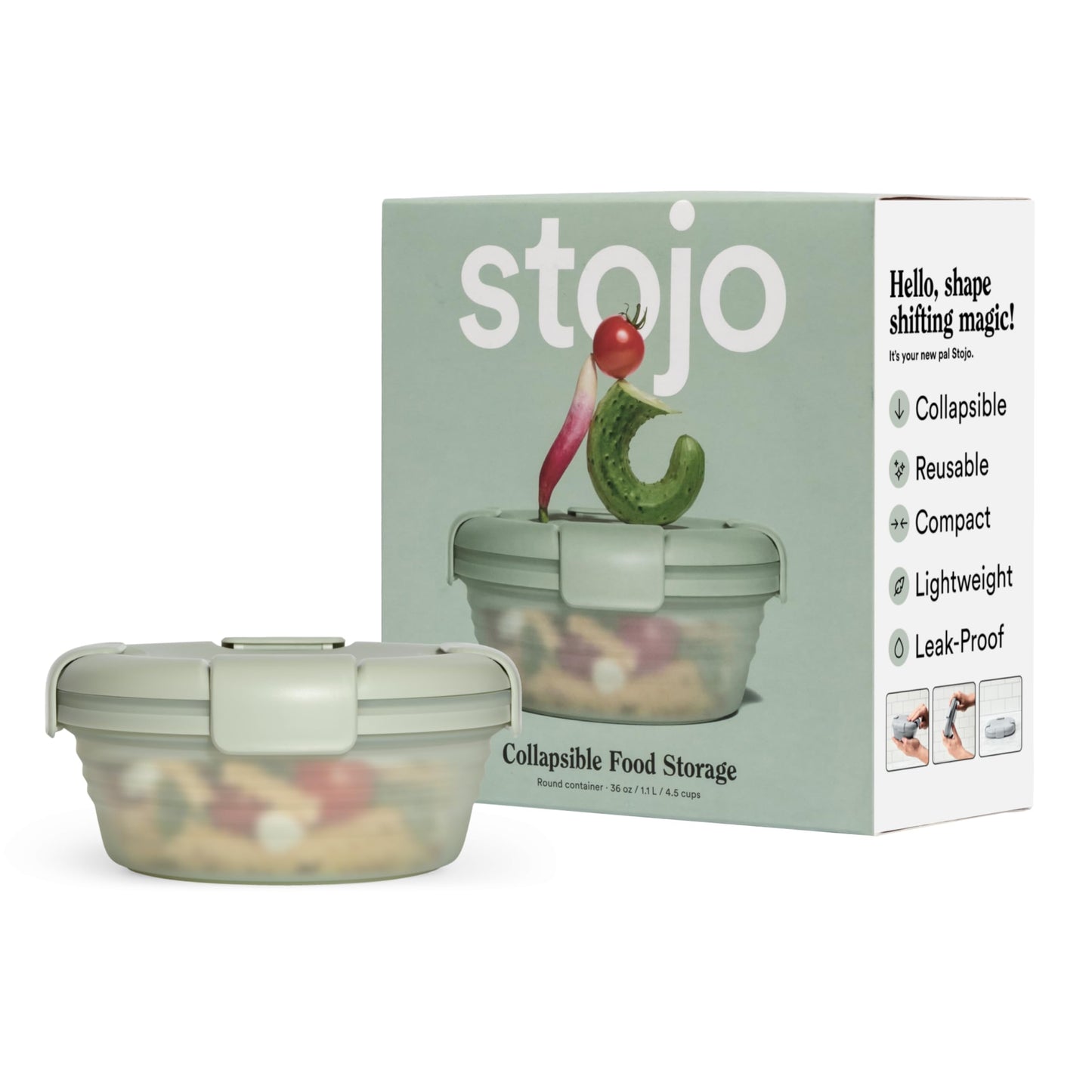 STOJO Collapsible Bowl - Translucent Denim Blue, 36oz - Reusable Silicone Bowl for Hot and Cold Food - Perfect for Travel, Meal Prep, To-Go Lunch, Camping & Hiking - Microwave & Dishwasher Safe