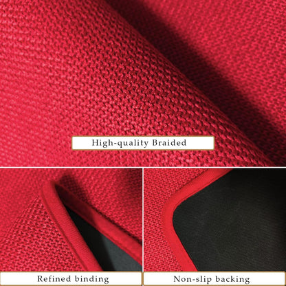 Nanstone Half Circle Red Kitchen Rugs,2 Pack 17”x30”, Non-Slip Water Oil Absorbent Kitchen Mats, Machine Washable Floor Protector,Braided Quick Dry Kitchen Standing Mat for in Christmas Holiday