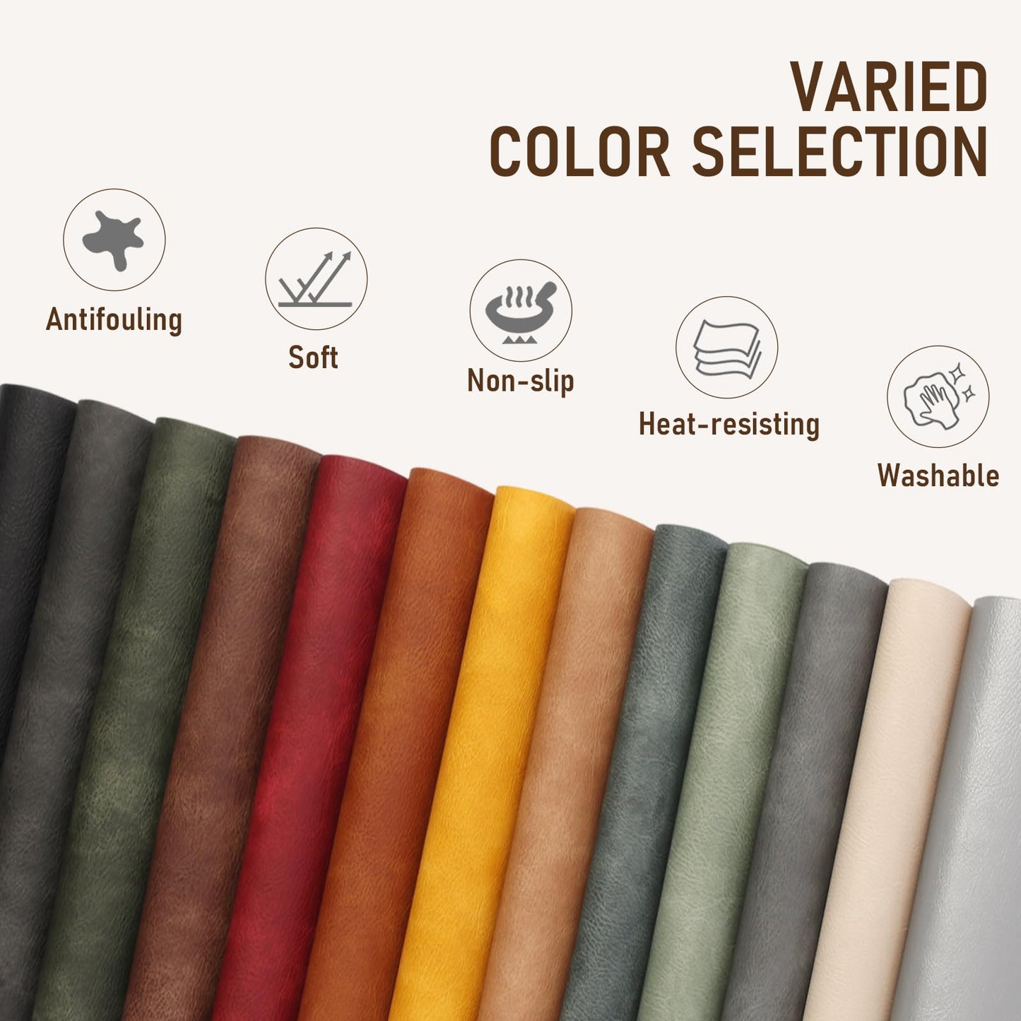 UnivoColors Placemats,Heat Resistant Placemats Set of 4 Washable 12 x 17 Inch,Waterproof Table Mats,Wipeable Pu Place Mats for Kitchen,Dining Room.Reddish Brown