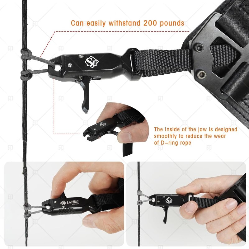 LWANO Archery Compound Bow Release Aids Trigger Adjustable Wristband Release Aids for Adults Youth Kids Hunting Shooting Accessories (Black)