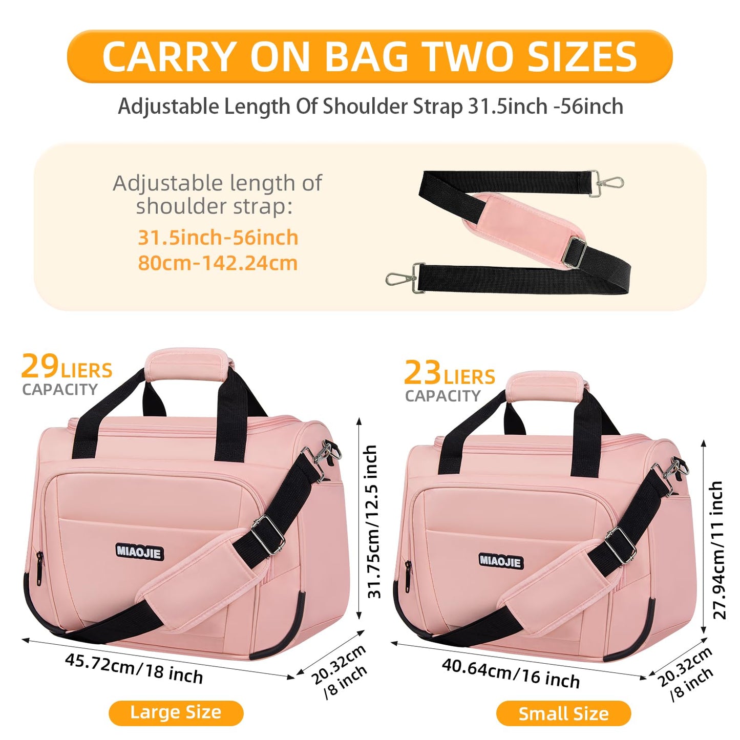 Underseat Carry On Luggage - Lightweight Travel Tote Weekender Bag Overnight Duffle for Travel, Personal Item - Pink-16Inch