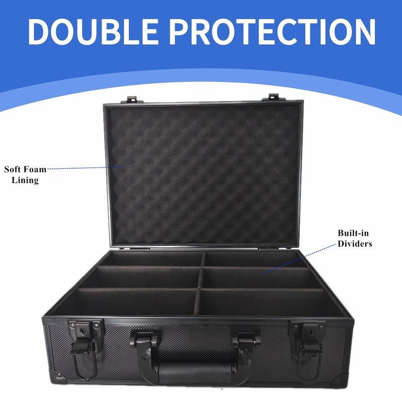 Toploaders Storage Box Hold 600+ 35PT 3"x4" Standard Toploaders, Hard Aluminum Alloy Top Loader Storage Case, Trading Card Storage Box Hold 2000+ Cards for Sports Cards (Black, Large)