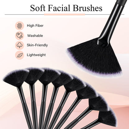 9 Pieces Facial Fan Mask Brushes, Soft Facial Applicator Brushes Tools for Peel Glycolic Makeup for Mud Cream(Champagne)