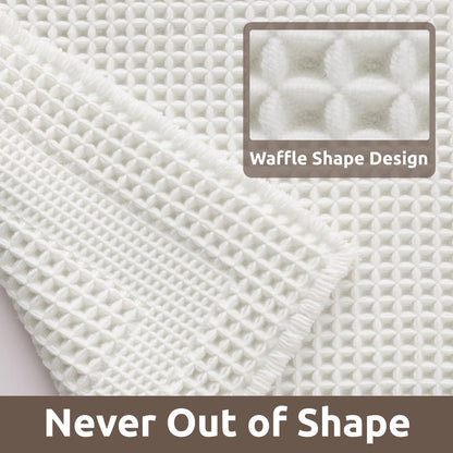 AMOAMI Waffle Bath-Mat, Absorbent Bath Mats for Bathroom Non Slip, Machine Washable Bathroom Rugs with Tassels Ultra Soft Boho Bath Rugs for Floor 24"x36" White