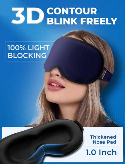 3D Cooling Gel Sleep Mask for Women & Men – 6oz Weighted Eye Mask for Sleeping, 100% Blackout, Ice Cold Gel, Migraine & Headache Relief, Eye Care, Deep Relaxation, Airplane Travel Essentials, Gift