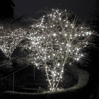 OZS 2PK 240LED 95FT Solar Sring Lights Outdoor Waterproof, Solar Christmas Lights for Outside, Green Wire Tree Electric Holiday Light with 8 Lighting Modes for Christmas Decorations(Cool White)