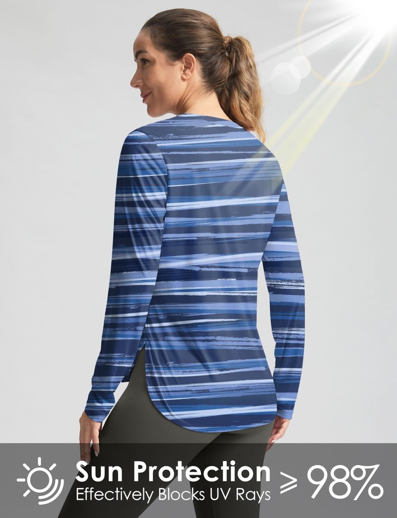 Women's Sun Shirts UPF 50+ Long Sleeve UV Protection Shirt Lightweight Quick Dry Workout Hiking Tops for Women(Ripple Blue,M)