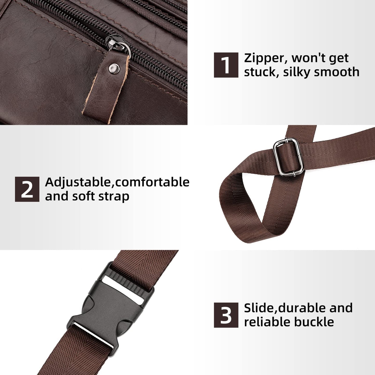 HUMERPAUL Leather Fanny Pack for Men Women, Fashion Waist Packs Small Crossbody Chest Bag with Adjustable Belt for Outdoor Travel Hiking Cycling