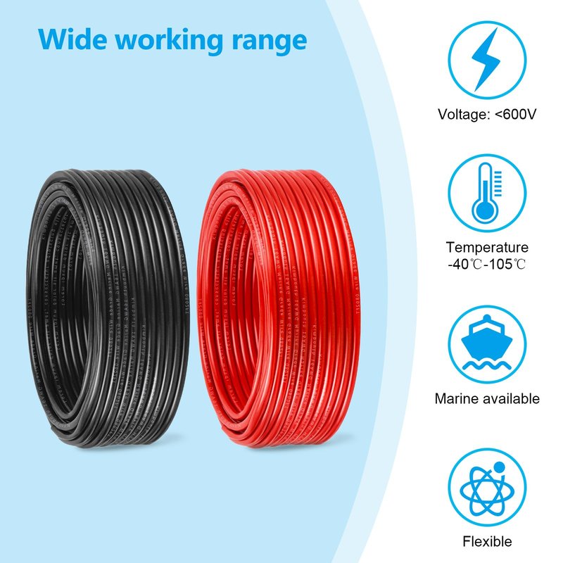16 Gauge Marine Wire Tinned Copper Boat Cable, Standard USA OFC Oxygen Free Copper Wire for Automotive Boat Speakers Solar Outdoors (16 Gauge 30FT Red+30FT Black)