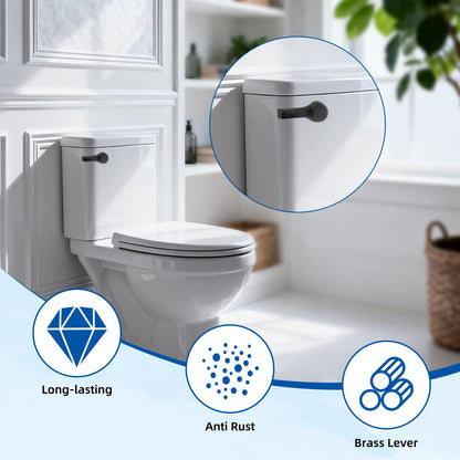 Hibbent Universal Front Mount Metal Toilet Handle Replacement Kit, Brass Toilet Tank Flush Lever with Stainless Steel Adjustable Flapper Chains for Most Toilets, Oil-Rubbed Bronze