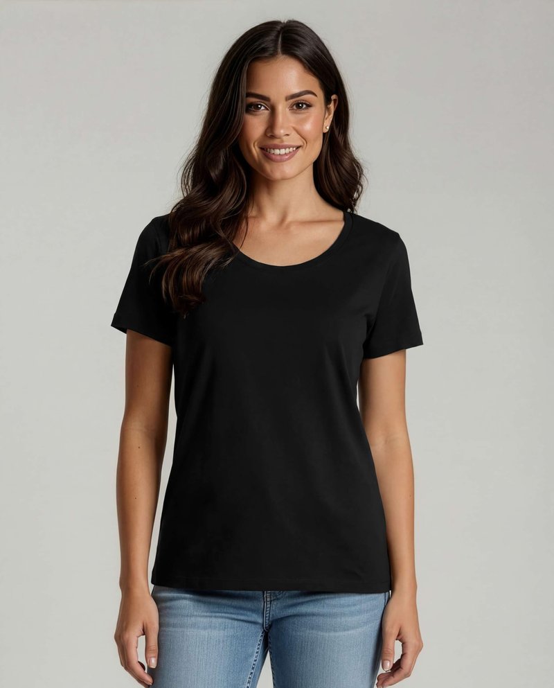 Real Essentials 4 Pack: Women's Cotton Short Sleeve T-Shirt - Casual Scoop Crew Neck Tops Tee (Available in Plus Size) - Set 6,XL