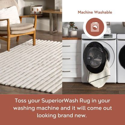 Nuloom SuperiorWash Collection Kai Off-White, 5' x 7'6" Oval, Soft and Cozy, High Traffic, Stain Resistant, Easy Clean, Durable Washable Area Rug for Bedroom, Living Room, Dining, Den, Foyer, Entryway