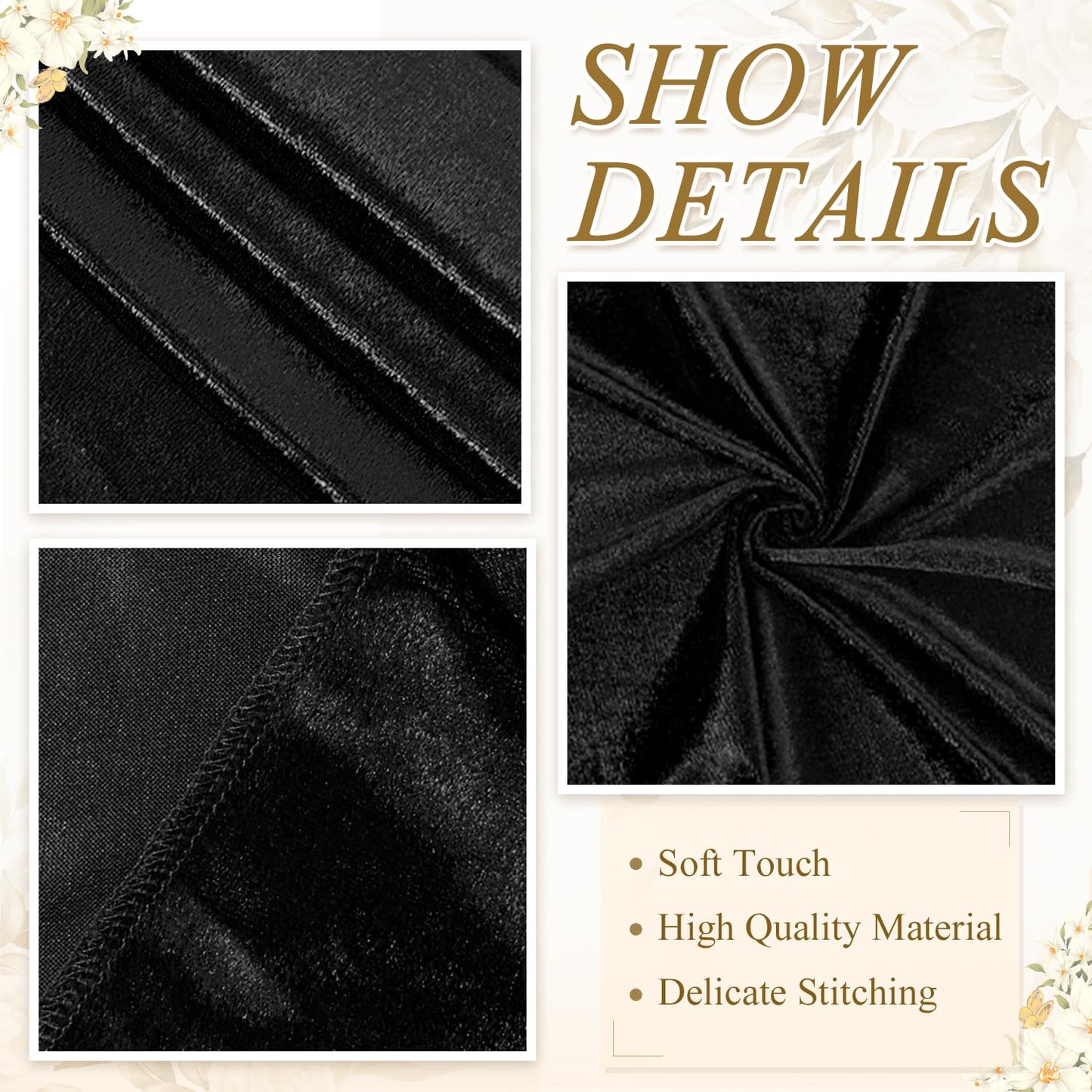 FANPROMS Black Aisle Runner for Wedding Ceremony 4x25FT Velvet Carpet Runner Wedding Aisle Runner Rug Rustic Aisle Runners Floor Carpet Aisle Runway for Halloween Party Fabric Aisle Runner Rug
