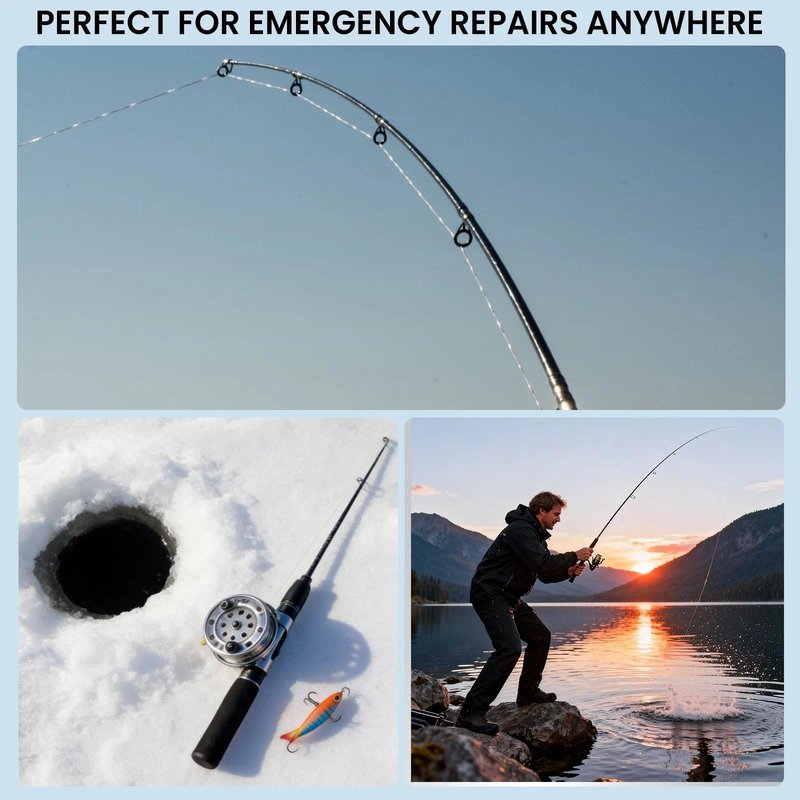 9KM DWLIFE Fishing Rod Tip Repair Kit 45pcs, Black Stainless Steel, Wear Resistant Ceramic Ring, Rod Tip Repair Kit