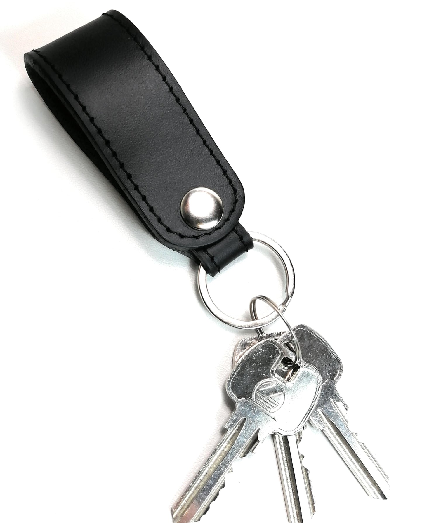 Key Chain Genuine Leather Car Keychain for Belt, Universal Key Fob Keychain Holder for Men and Women (Black key chain)