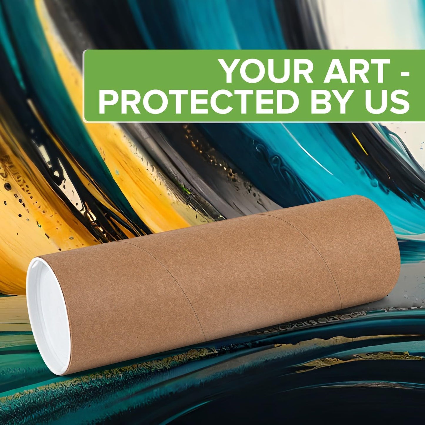4" x 12" Reinforced Kraft Paper Mailing Tube, Pack of 6 Tubes with 12 Caps – Secure USPS Approved Poster Tube – Made in USA Cardboard Tube for Shipping and Storing Posters, Prints, Artwork