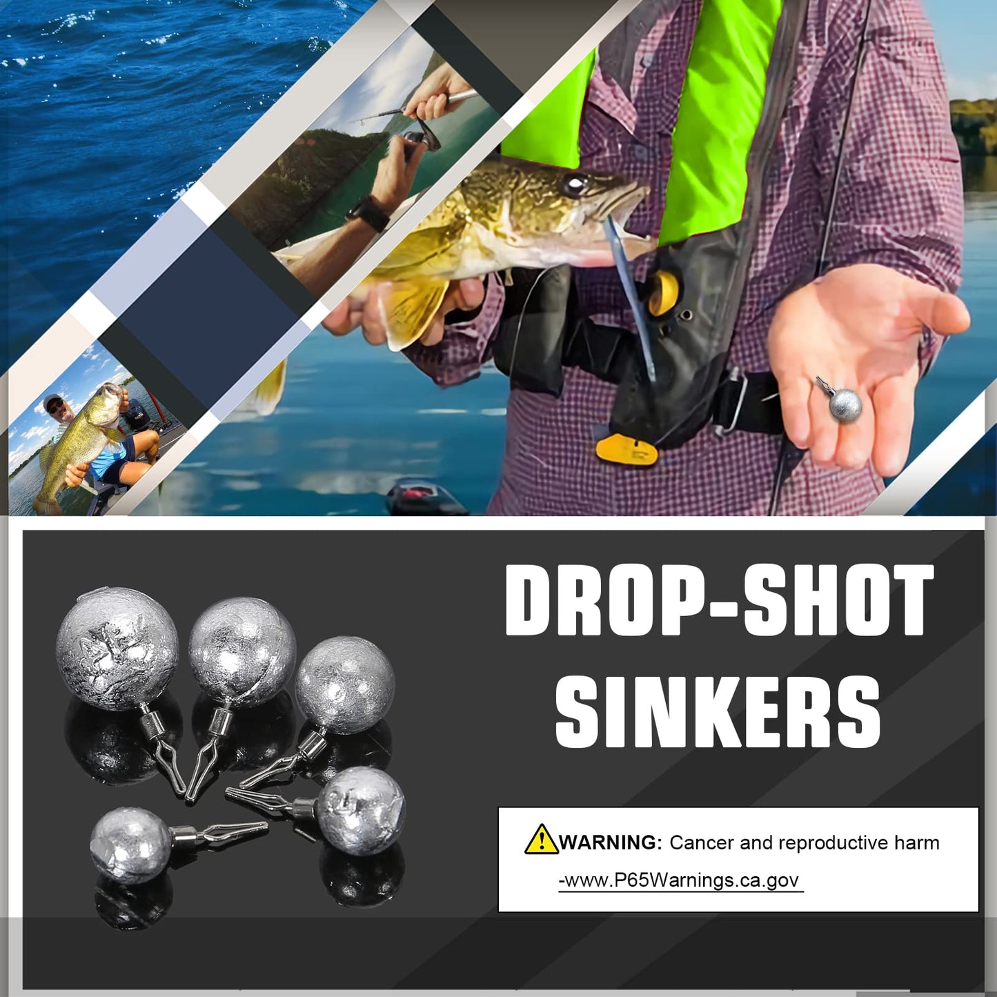 AMYSPORTS Casting Bass Weights Sinker Lead Round Removable Fishing Weights Sinker Drop Shot Fishing Sinker Freshwater 25pcs 1/4oz