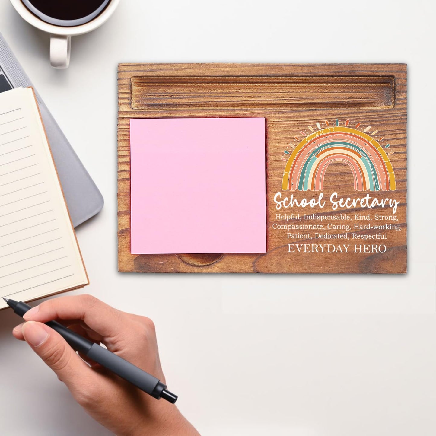 School Secretary Appreciation Gifts Desk Self-Stick Note Pad Holders, Thank You Gifts for School Secretary Assistant Principal Staff Worker Admin EDP04