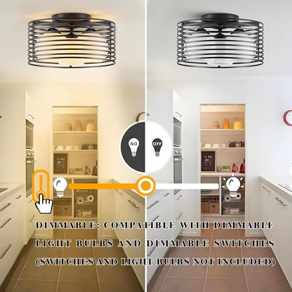 Modern Industrial Matte Black Round Semi Flush Mount Ceiling Light Fixture,Close to Ceiling Lamp Lighting Fixtures With Globe Milk Glass Cover,for Kitchen Master Bedroom Living room Hallway(12.79 in)