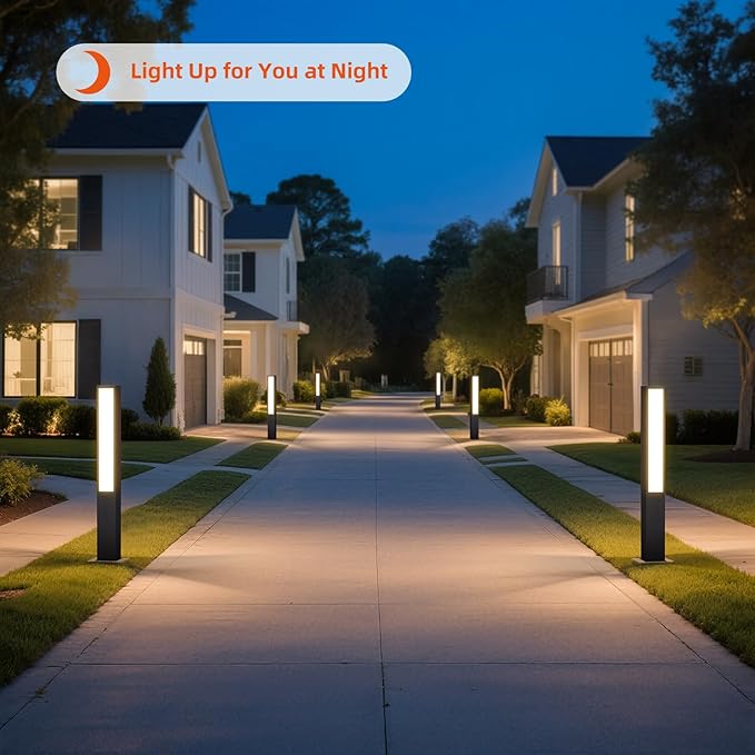 Path Light AC100-240V, Outdoor Pathway Lights Wired, 3000K Modern Driveway Bollard Lights, LED Landscape Lighting IP65 Waterproof Floor Lamp for Patio Garden Walkway Sideway Lawn Commercial