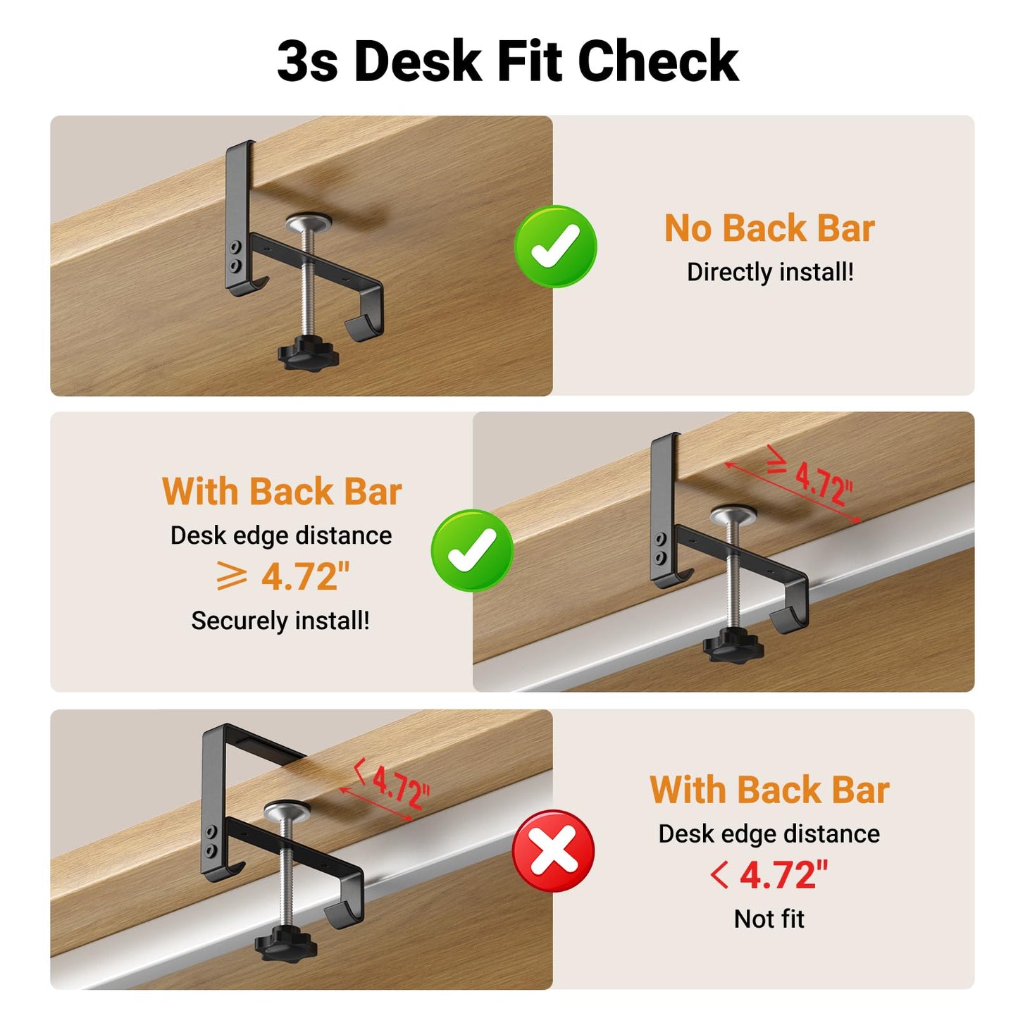 Housolution Under Desk Cable Management Tray, 36'' Longer Cord Management Under Desk, Premium Fabric Cable Storage Organizer, No Drilling Clamp/Screw Mount Cord Organization Tray for Office Home