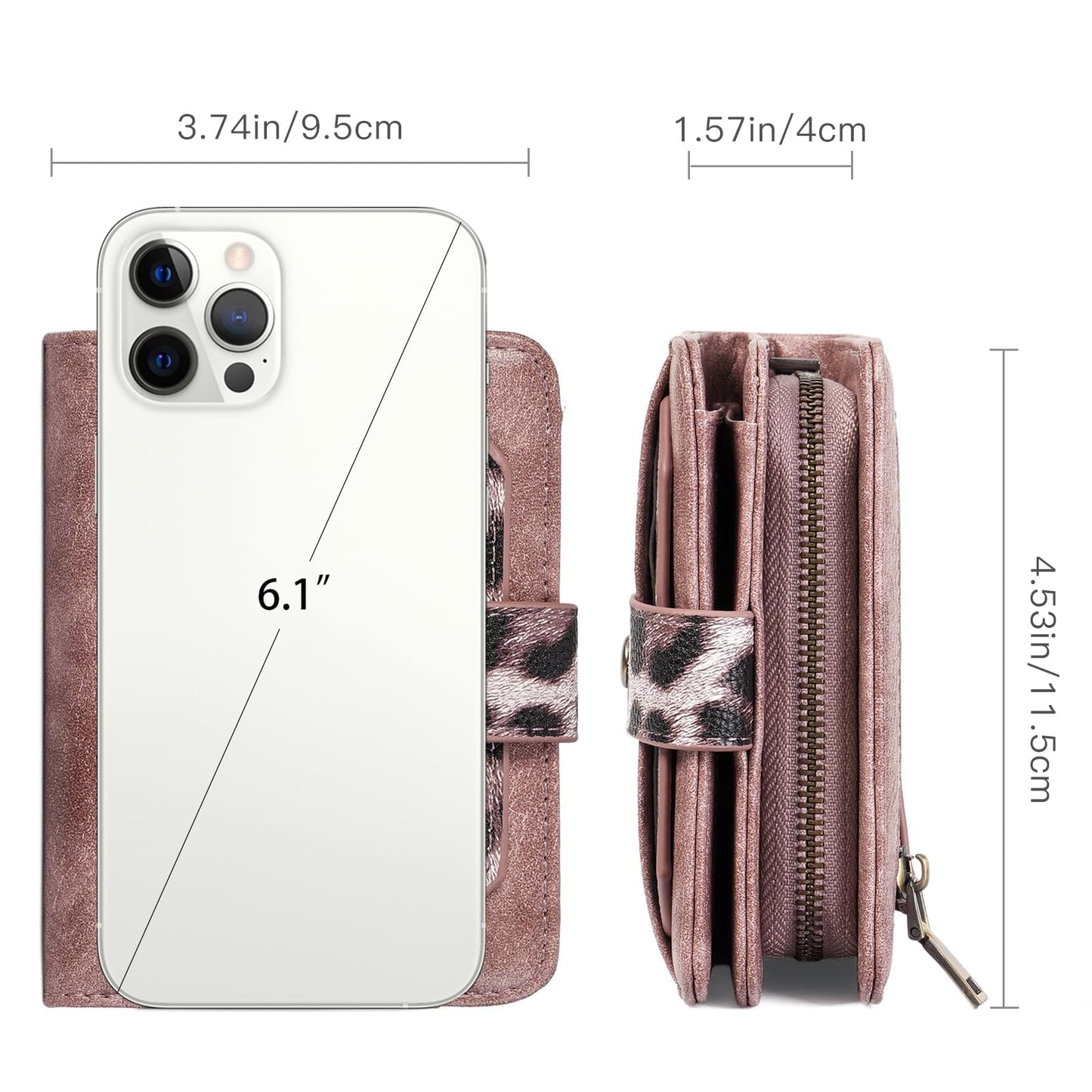 GAEKEAO Small Leather Credit Card Holder Wallets for Women RFID Blocking Bifold Wallet Zipper Pocket with Removable ID Window