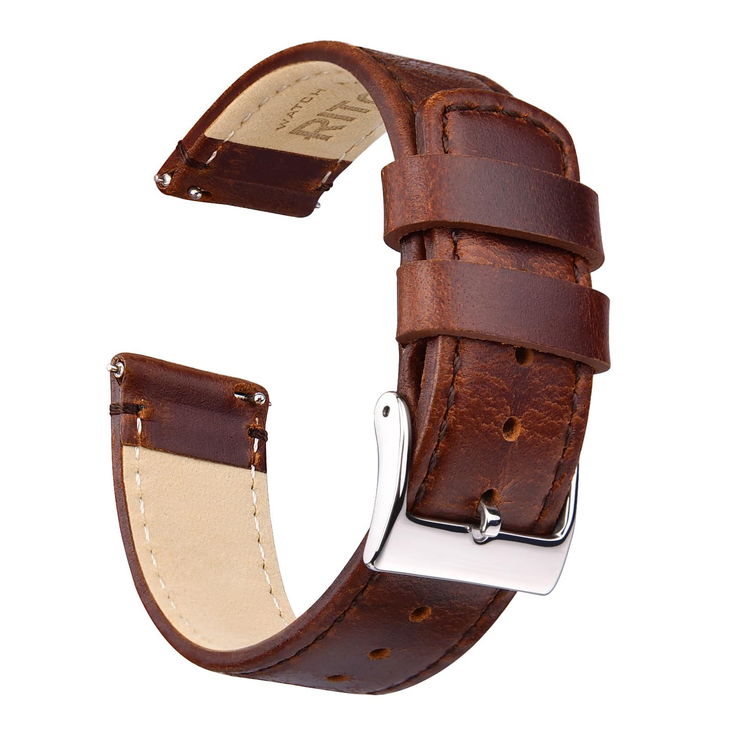 Ritche Leather Watch Strap with Quick Release Pins, 22mm Replacement Watch Band for Men and Women, Fits Smartwatches & Traditional Watches