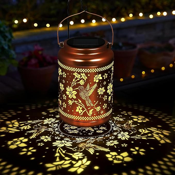 Solar Lanterns Outdoor Garden Decor- Hummingbird Solar Lights Waterproof Decorative Gifts for Women Mom Grandma Hanging Hummingbird Lights Gardening Gift for Outside for Yard, Patio, Backyard, Farm