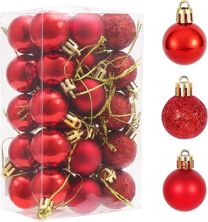 30ct Christmas Ball Ornaments, 2.36" Shatterproof Christmas Tree Decorations, Perfect Hanging Ball for Indoor/Outdoor Holiday Party Decor (Red)