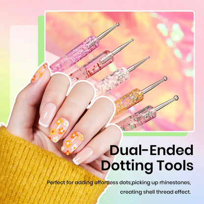 Beetles 31pcs Nail Art Brushes, Dotting Tools, Nail Art Pens, Dust Brush, Striping Liner Fingernail Drawing Pens with Palette Holder All in One for Starter Manicure Design Set
