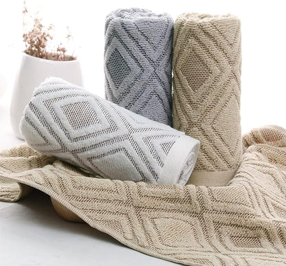 Pidada Hand Towels Set of 4 Diamond Pattern 100% Cotton Absorbent Soft