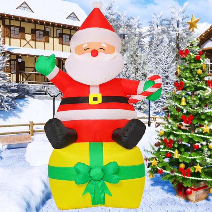 COMIN 7 FT Christmas Inflatables Outdoor Decorations, Blow Up Santa Claus Inflatable with Built-in LEDs for Christmas Indoor Outdoor Yard Lawn Garden