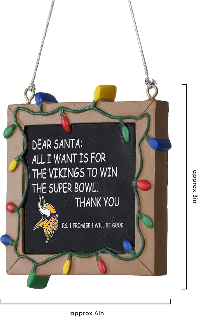 NFL Resin Holiday Christmas Chalkboard Sign Ornament