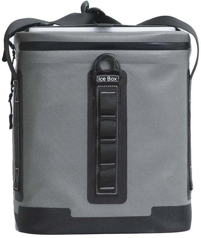 Insulated 21-Quart Nylon Ice Box Cooler - Waterproof Design with Shoulder Strap & Grab Handles | Black