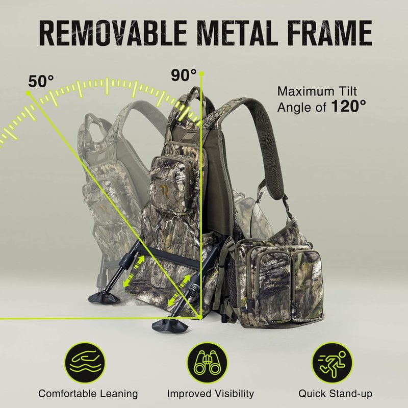 Turkey Hunting Vest with Frame & Seat - Camo, Memory Foam Cushion, Multi-Pocket Storage | Adjustable Lightweight Gear for Men & Women