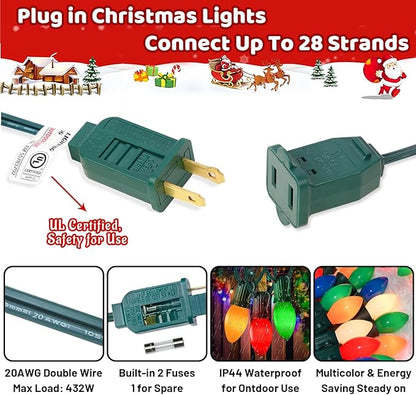 Christmas Decorations - C7 LED Christmas Lights Outdoor, 25Ft Vintage Christmas Lights Multicolor LED Christmas Tree Lights Shatterproof with 25+2 Bulbs for Christmas Tree Home Yard Decor, 0.6W