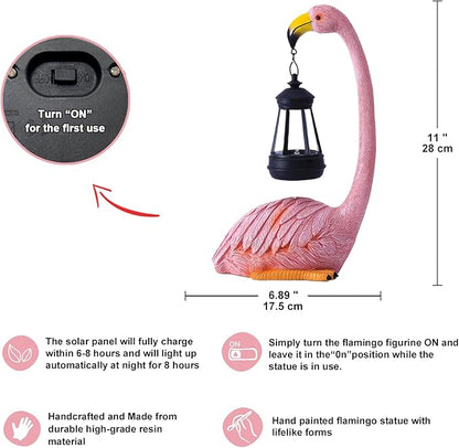 Nacome Solar Flamingo Outdoor Statues for Garden: Outside Decor with Lantern Clearance for Yard Art Lawn Ornaments Porch Patio Balcony Home House - Birthday Gifts for Grandma Mom Women