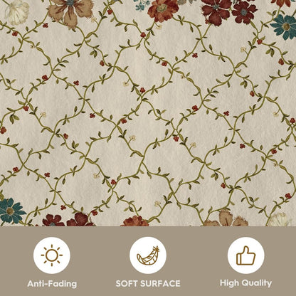 Artoid Mode Rustic Check Flower Spring Area Rug, Summer Home Decor Low-Profile Non-Slip Washable Large Rug for Living Room Bedroom Farmhouse Dining Room Kids Playroom 5x7 Feet