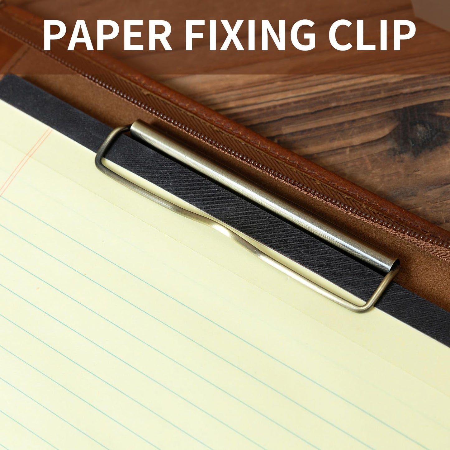 YIWEN Handmade Leather Portfolio with Handle – Zippered Front Pocket, Writing Pad Clip, Letter Size Notepad Holder, Professional Business Padfolio for Men Women (Brown, Pull-up Leather)