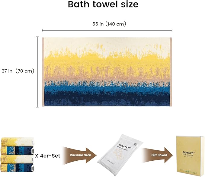 SEMAXE 4-Pack Luxury Bath Towels