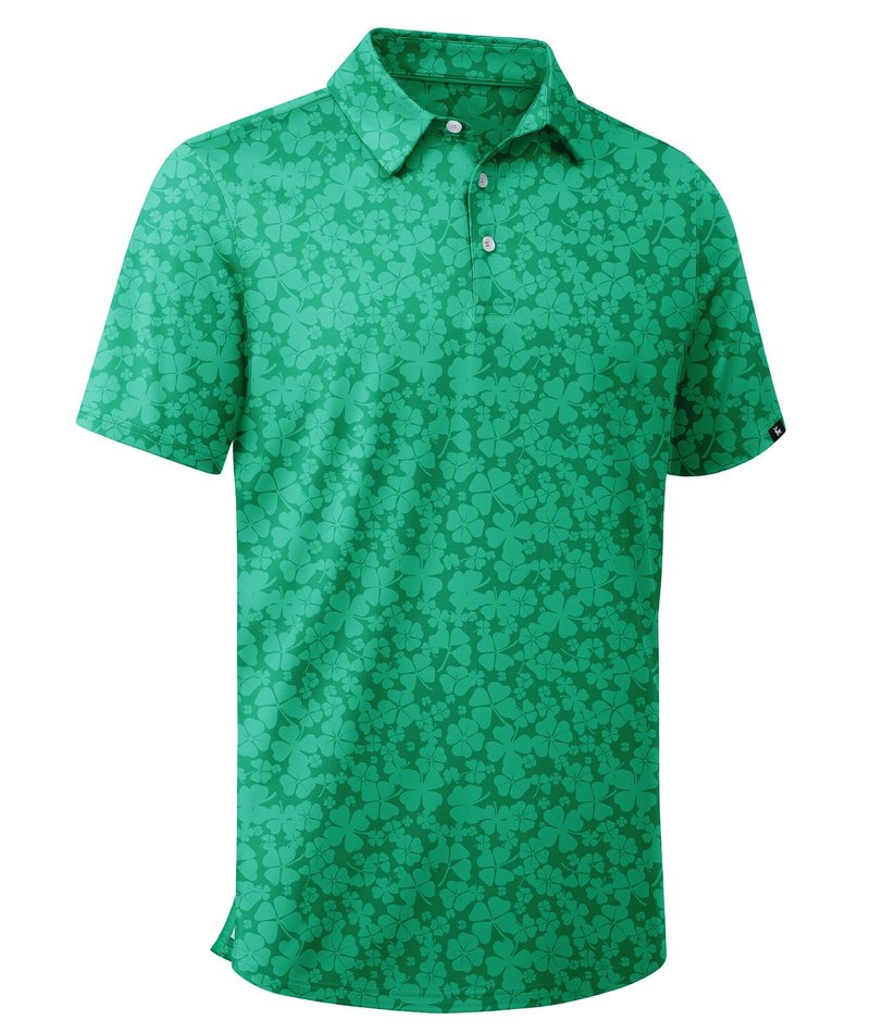 SWISSWELL St Patricks Day Shirt Men Green Patterns Polo Shirts for Men Short Sleeve Performance Rugby T Shirts Spring XL