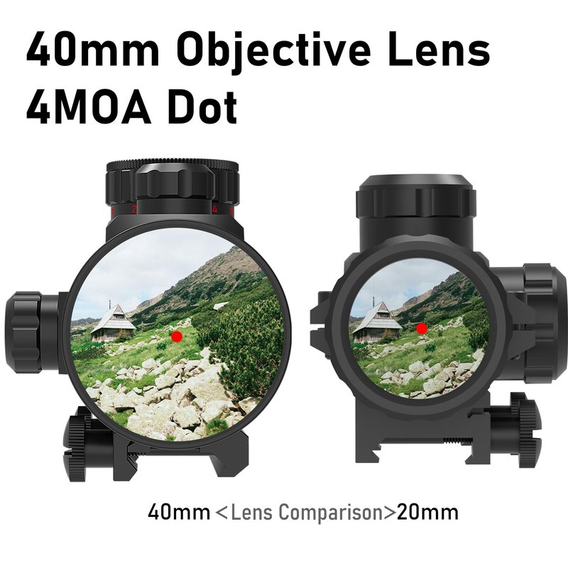 UUQ 1x40mm Reflex Sight, 4MOA Red&Green Dot Sight, Waterproof and Shockproof Gun Sight with 5-Level Brightness, Fits 20mm Rails