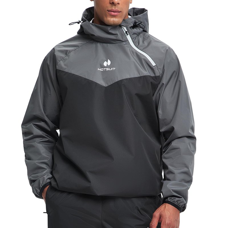 HOTSUIT Sauna Suit Men Weight Loss Gym Exercise Sweat Suits Workout Jacket, Gray, XL