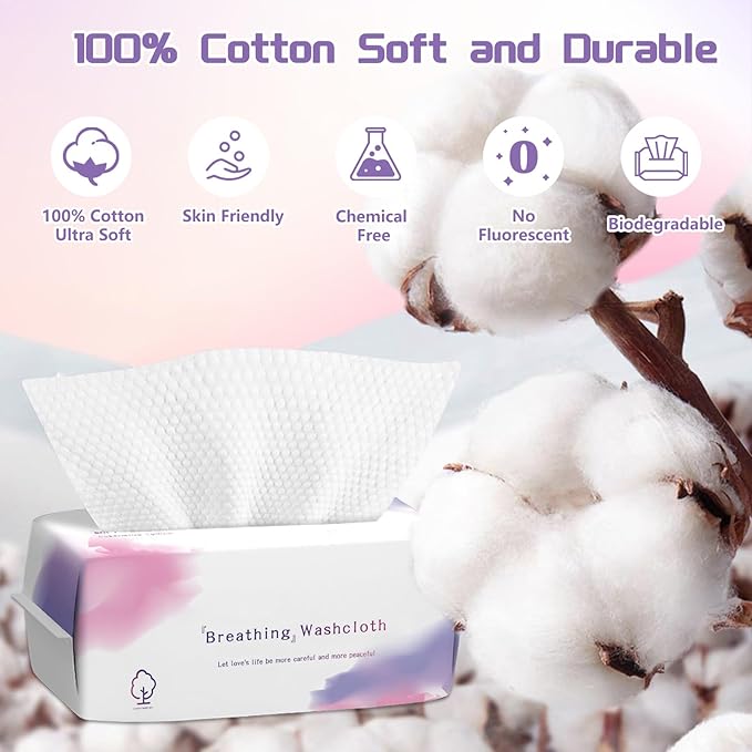 Disposable Face Towel 600 Count, Soft Cotton Face Towels, Dry Wipes Facial