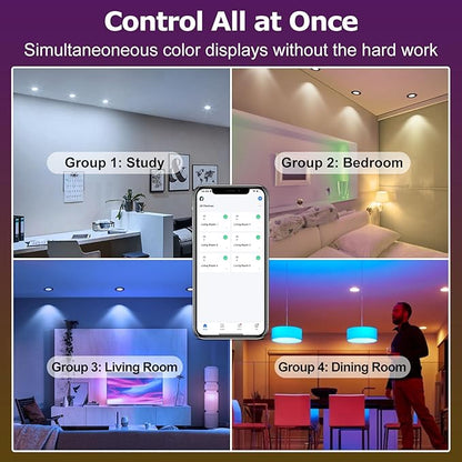 LightingWill 2 Inch LED Recessed Lighting, Smart WiFi LED Downlight, 5W Ceiling Light Compatible with Alexa/Google Assistant, Dimmable RGB & 2700K-6500K, 120V with Driver (1 Pack)